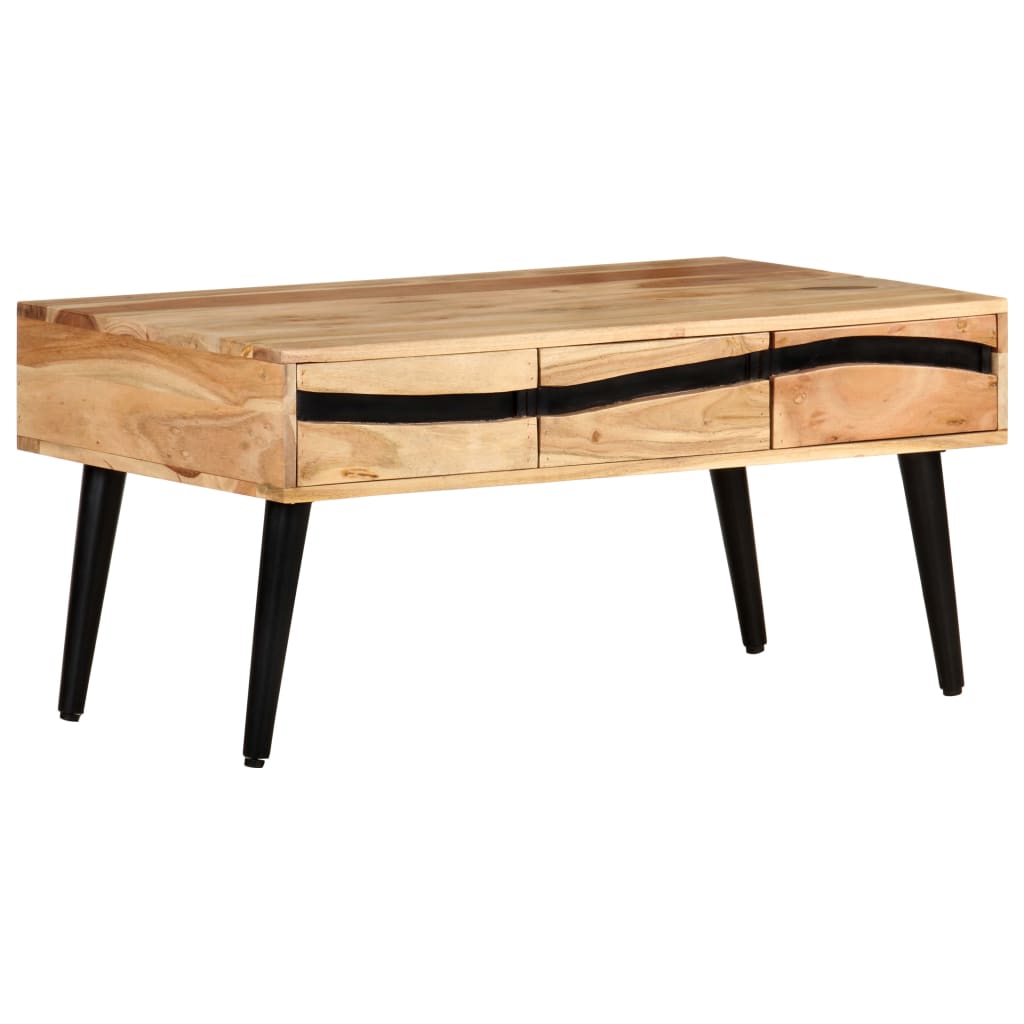 Konferenční Stolek 88 X 50 X 42 Cm Masivní Akáciové Dřevo Šedá