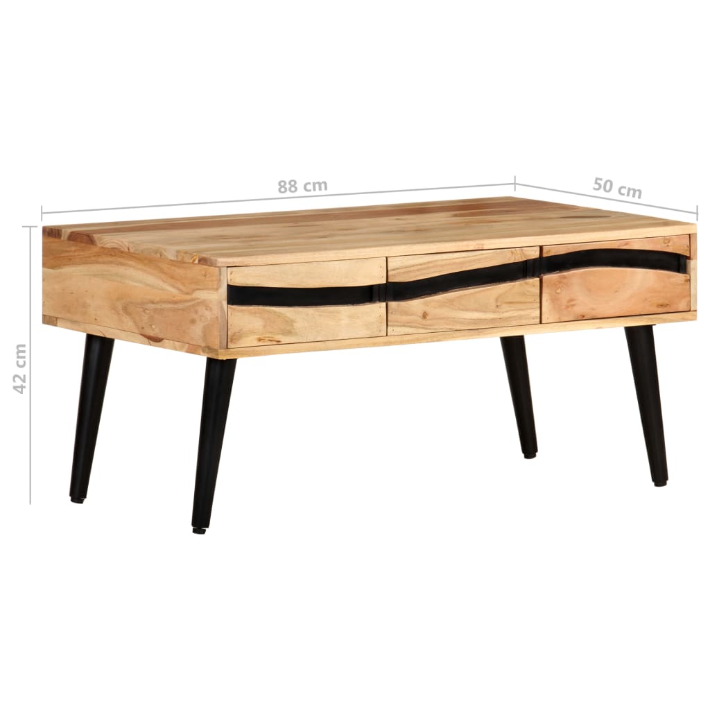 Konferenční Stolek 88 X 50 X 42 Cm Masivní Akáciové Dřevo Šedá