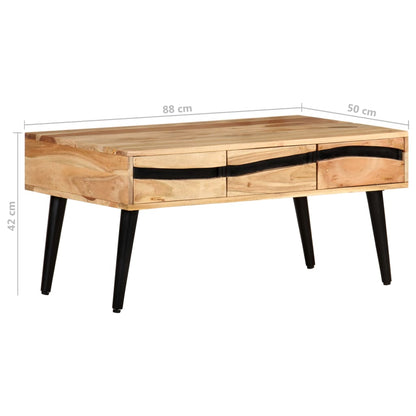Konferenční Stolek 88 X 50 X 42 Cm Masivní Akáciové Dřevo Šedá