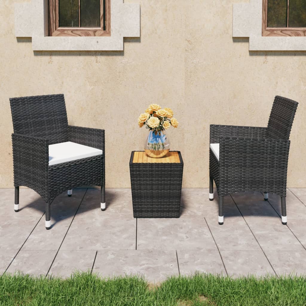5Dílný Zahradní Bistro Set Polyratan A Masivní Akácie Šedý