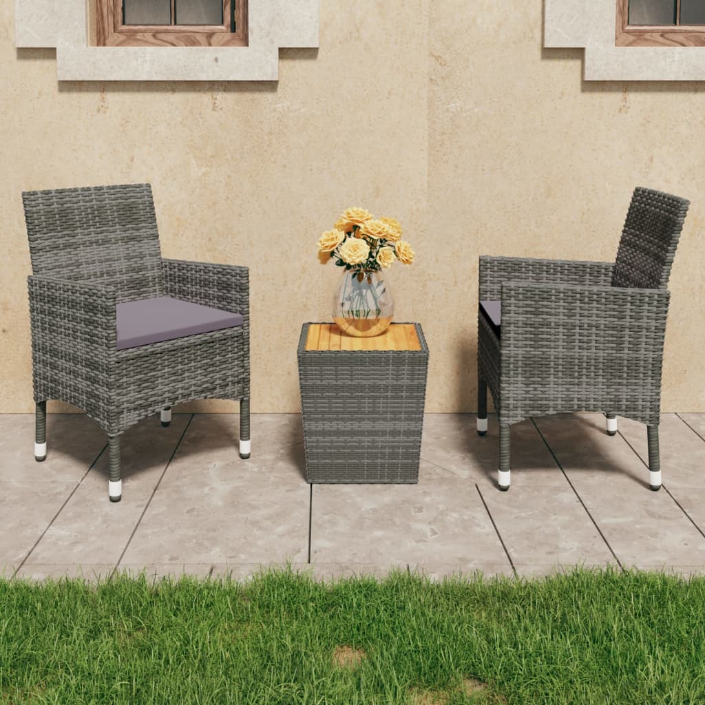 5Dílný Zahradní Bistro Set Polyratan A Masivní Akácie Šedý