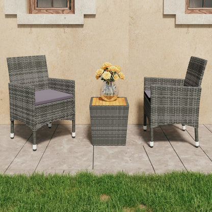 5Dílný Zahradní Bistro Set Polyratan A Masivní Akácie Šedý