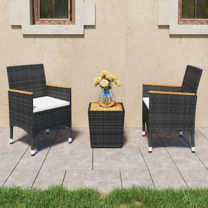 5Dílný Zahradní Bistro Set Polyratan A Masivní Akácie Šedý