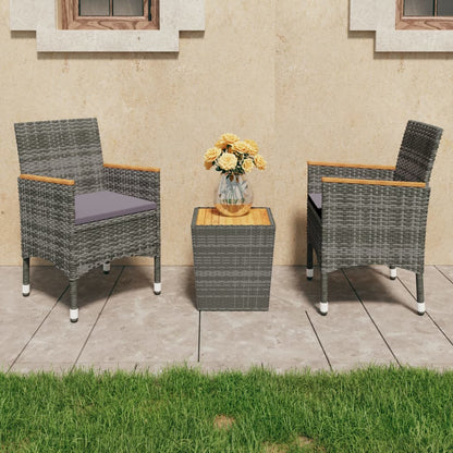 5Dílný Zahradní Bistro Set Polyratan A Masivní Akácie Šedý