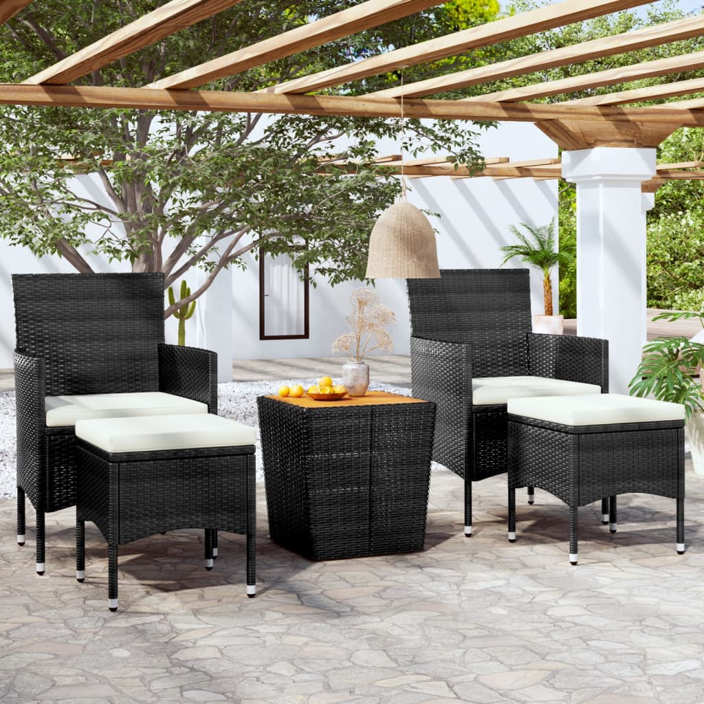 5Dílný Zahradní Bistro Set Polyratan A Masivní Akácie Šedý
