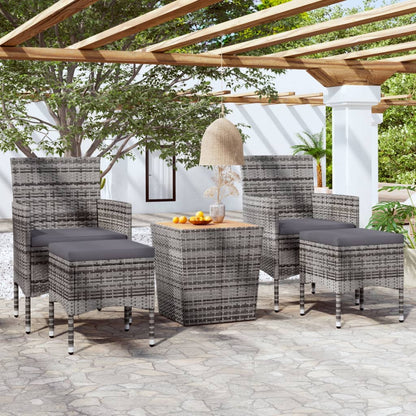 5Dílný Zahradní Bistro Set Polyratan A Masivní Akácie Šedý