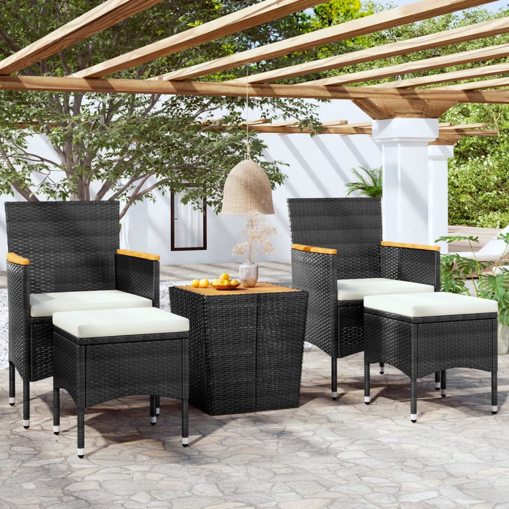 5Dílný Zahradní Bistro Set Polyratan A Masivní Akácie Šedý