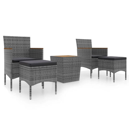 5Dílný Zahradní Bistro Set Polyratan A Masivní Akácie Šedý