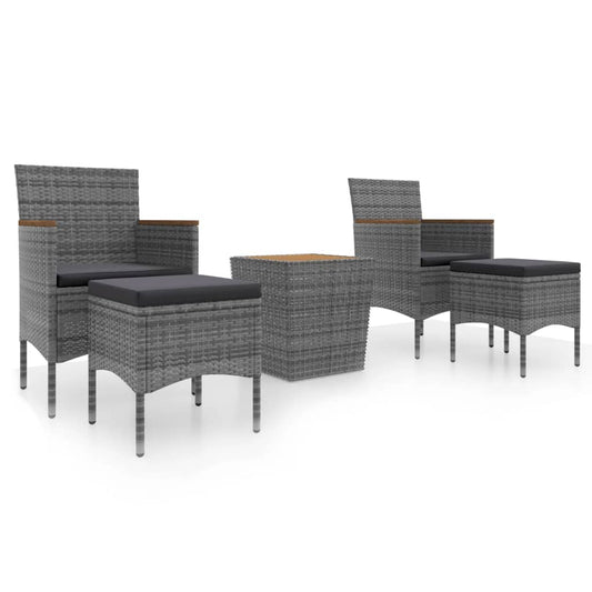 5Dílný Zahradní Bistro Set Polyratan A Masivní Akácie Šedý