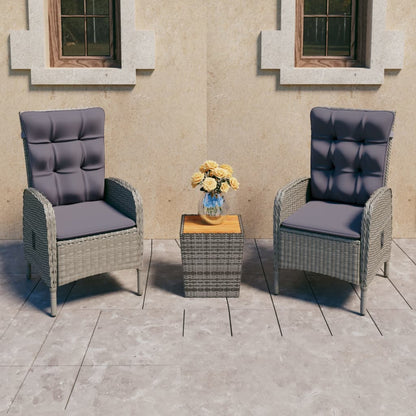 3Dílný Zahradní Bistro Set Polyratan A Sklo Šedý