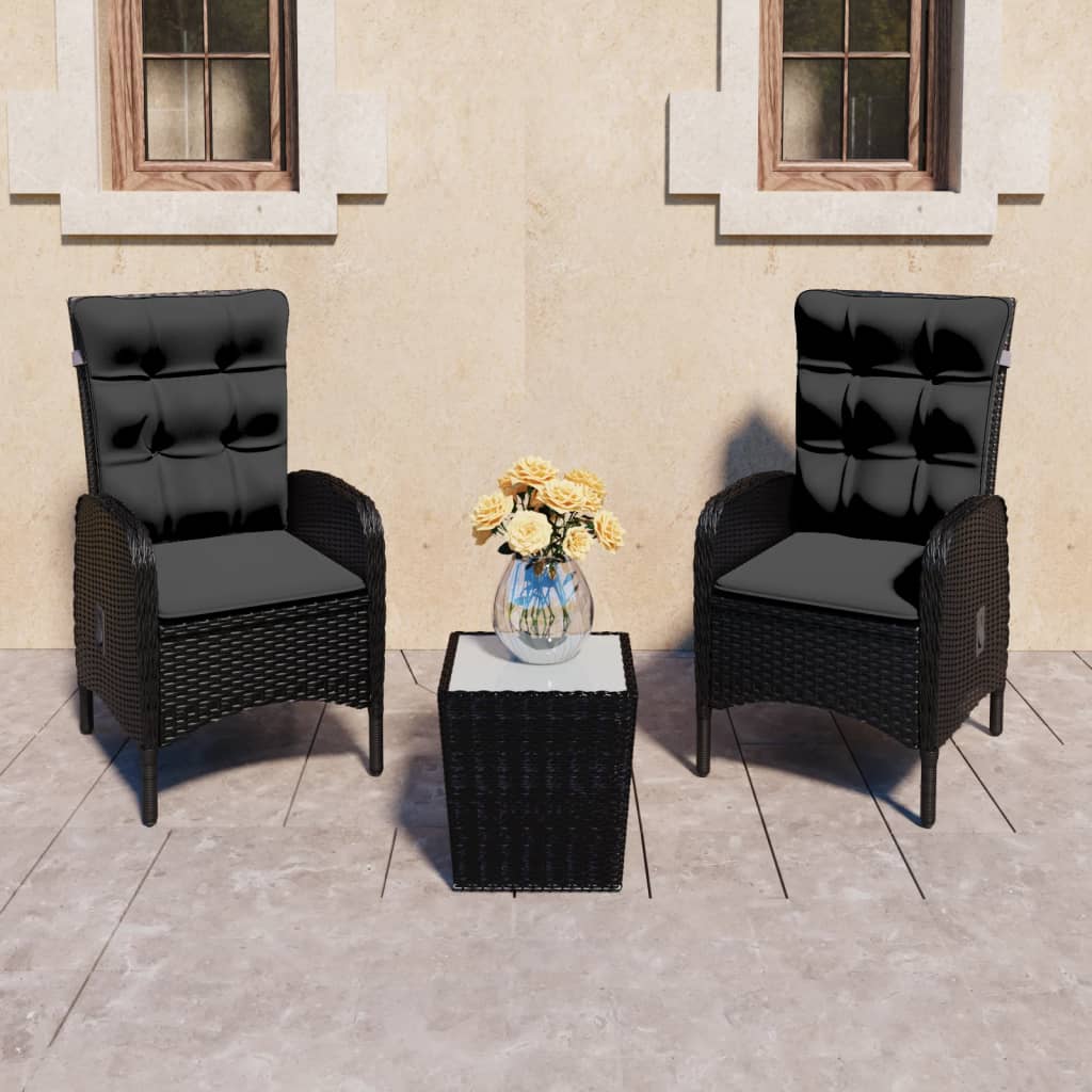 3Dílný Zahradní Bistro Set Polyratan A Sklo Šedý
