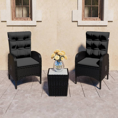 3Dílný Zahradní Bistro Set Polyratan A Sklo Šedý