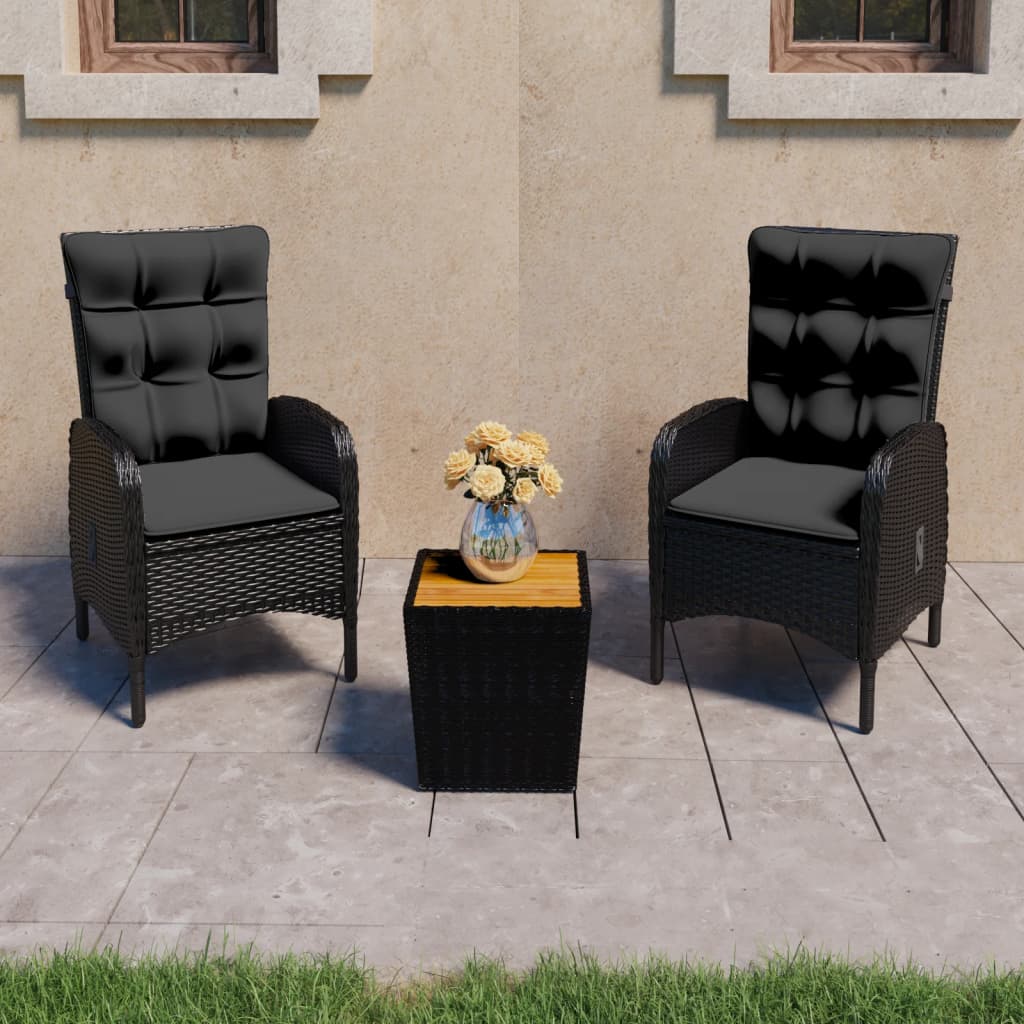 3Dílný Zahradní Bistro Set Polyratan A Sklo Šedý