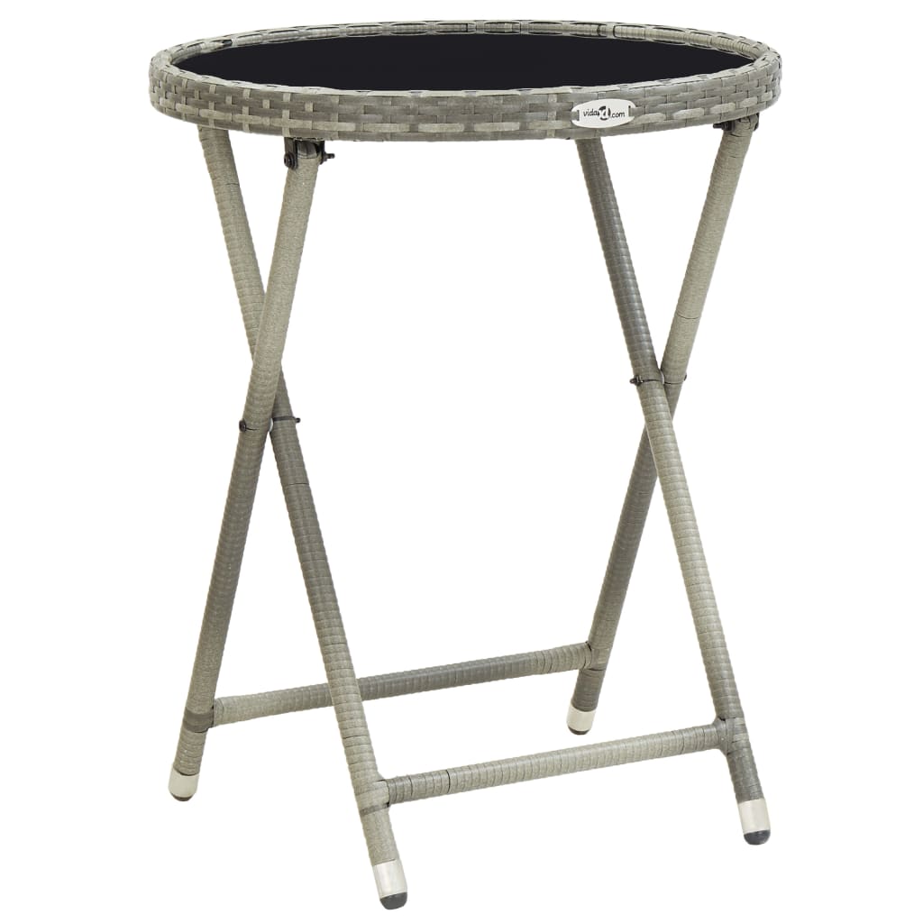3Dílný Zahradní Bistro Set Polyratan A Sklo Šedý