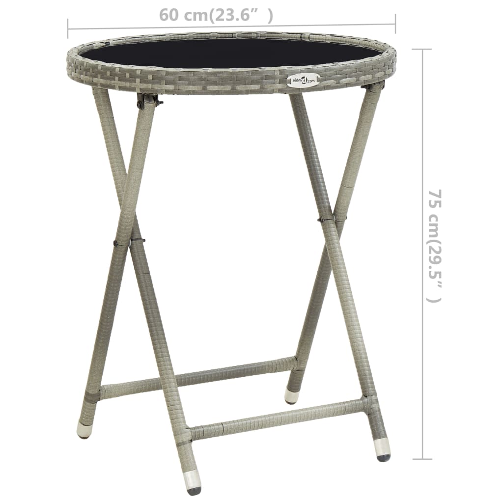 3Dílný Zahradní Bistro Set Polyratan A Sklo Šedý