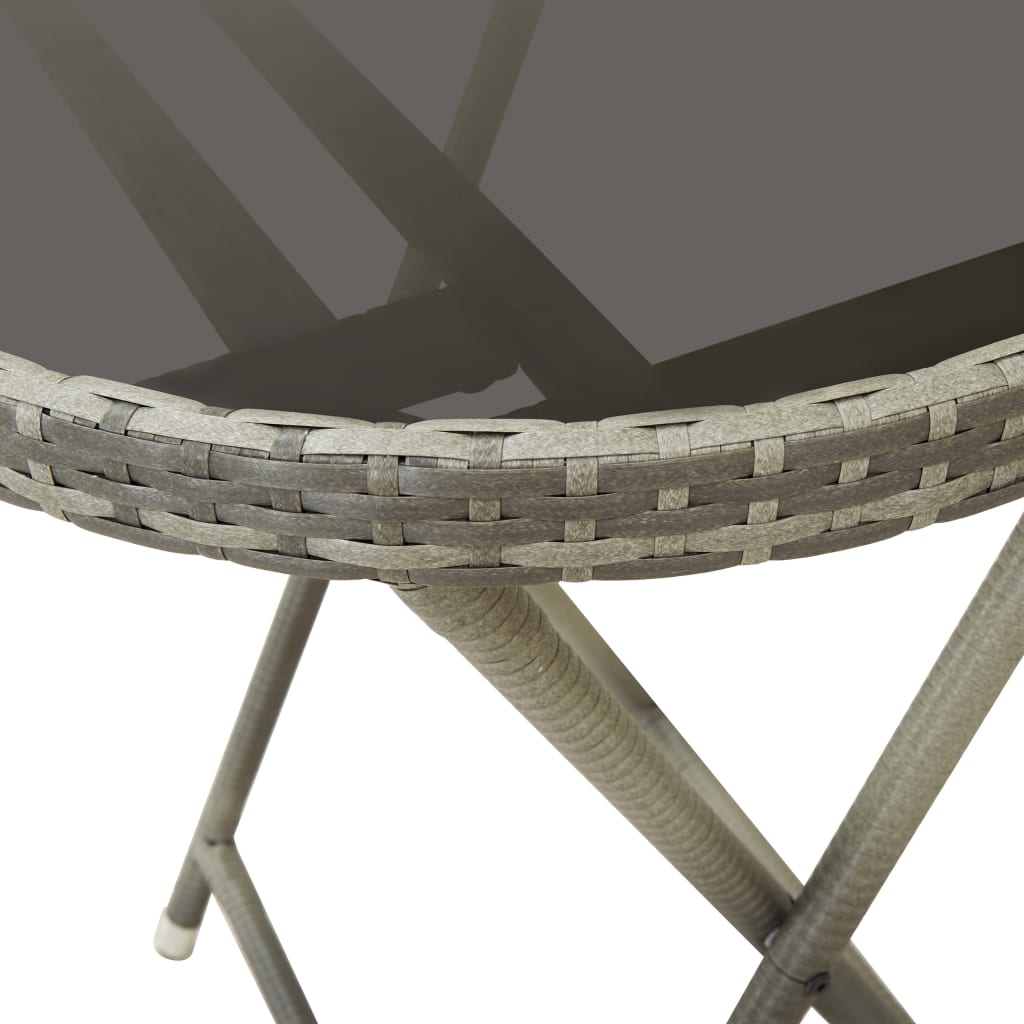 3Dílný Zahradní Bistro Set Polyratan A Sklo Šedý