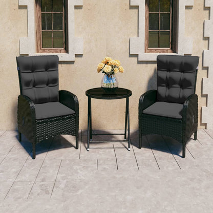 3Dílný Zahradní Bistro Set Polyratan A Sklo Šedý