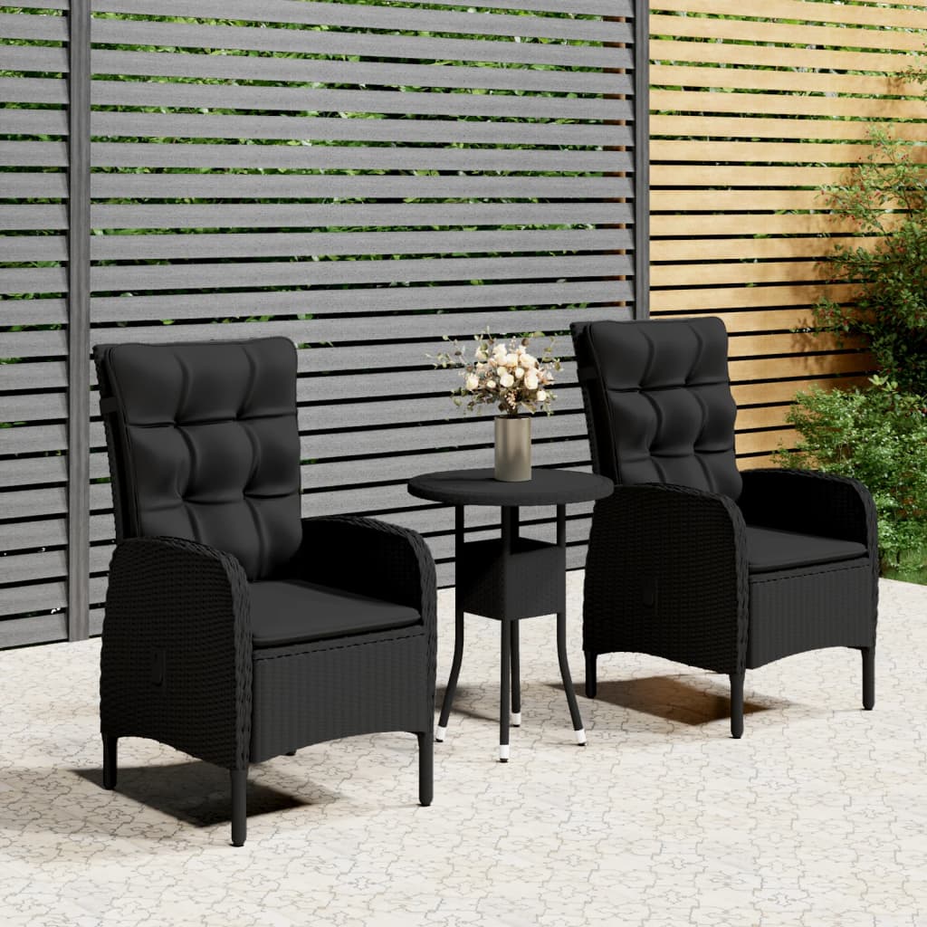 5Dílný Zahradní Bistro Set Polyratan Černý