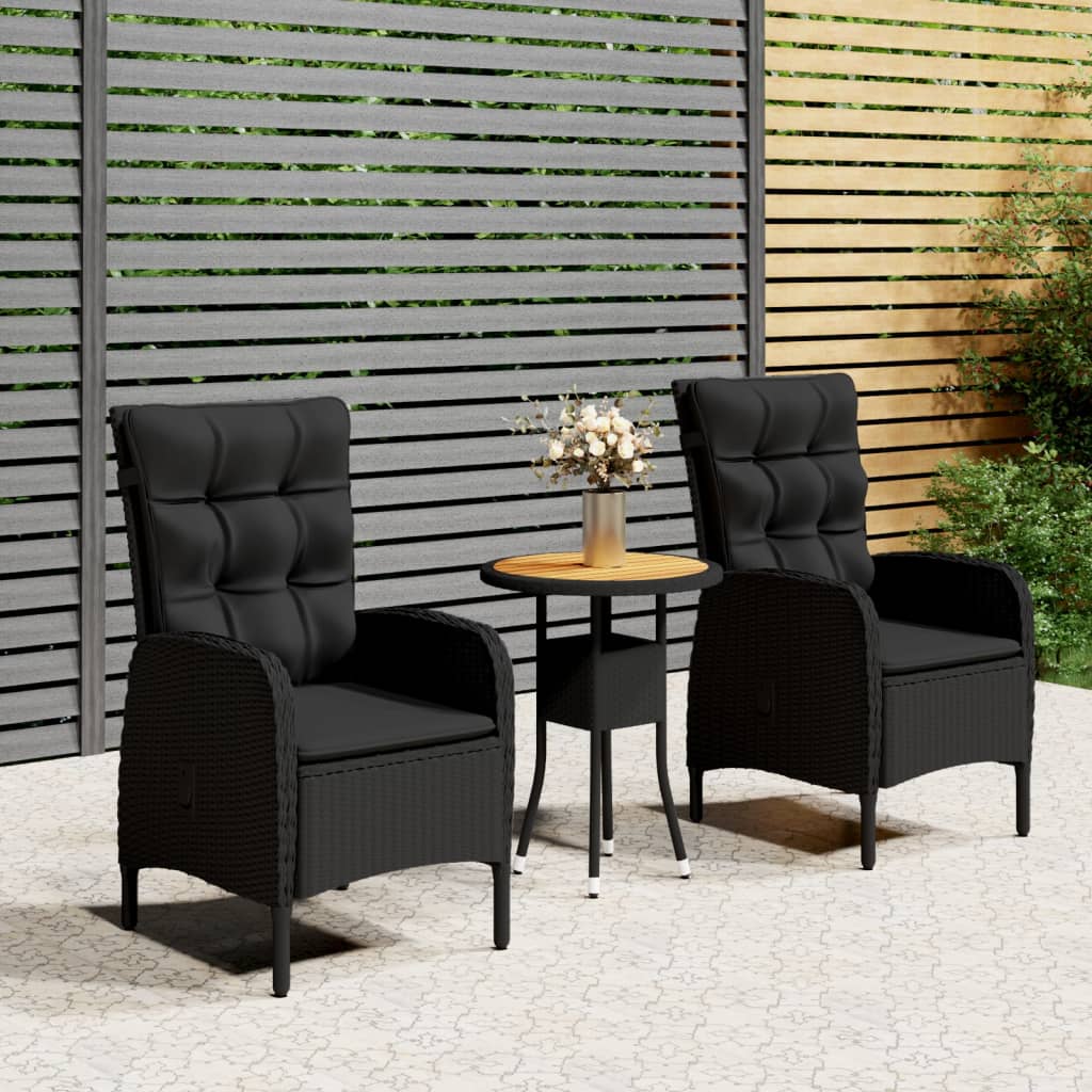 5Dílný Zahradní Bistro Set Polyratan Černý