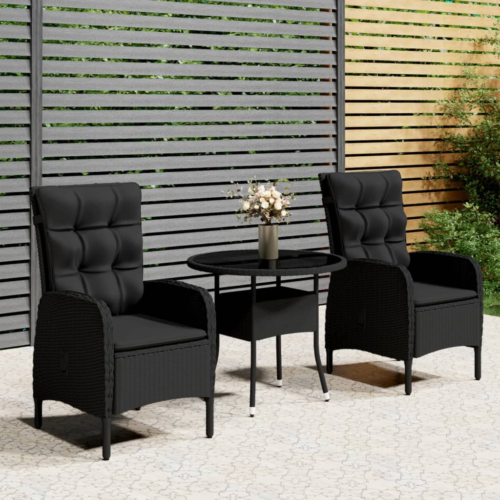 5Dílný Zahradní Bistro Set Polyratan Černý