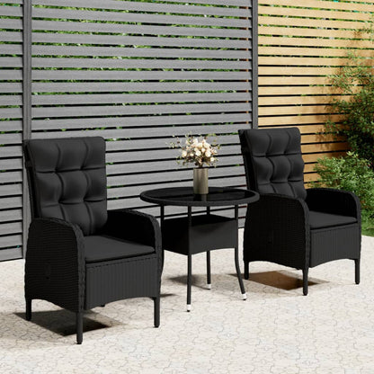 5Dílný Zahradní Bistro Set Polyratan Černý