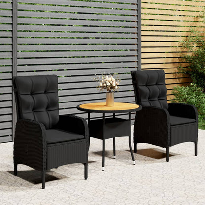 5Dílný Zahradní Bistro Set Polyratan Černý
