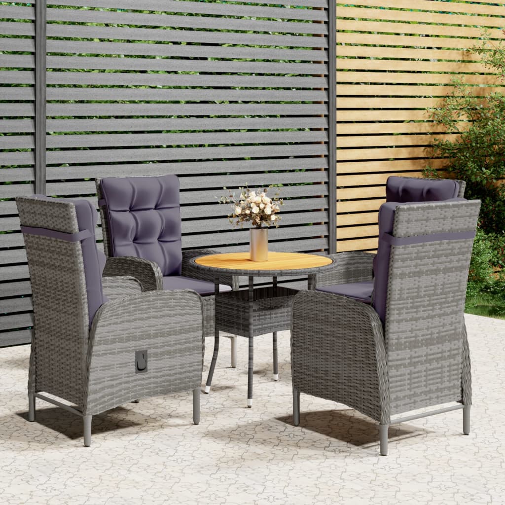 5Dílný Zahradní Bistro Set Polyratan Černý