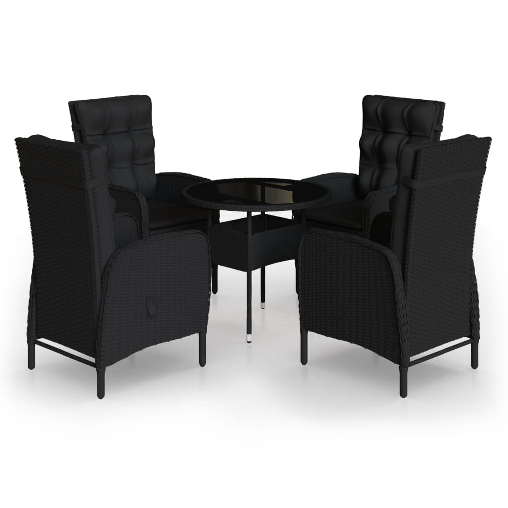 5Dílný Zahradní Bistro Set Polyratan Černý