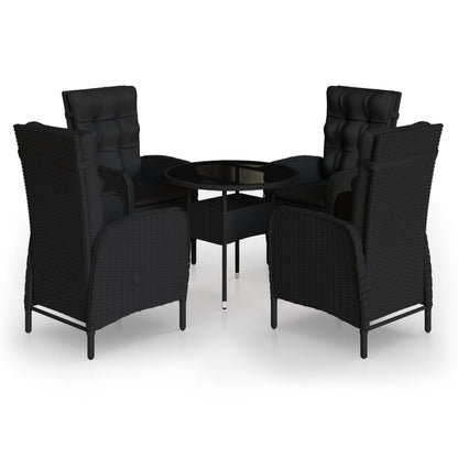 5Dílný Zahradní Bistro Set Polyratan Černý