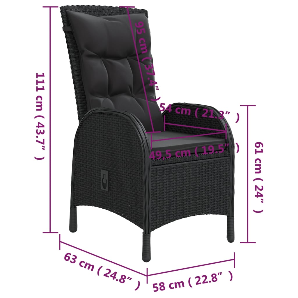 5Dílný Zahradní Bistro Set Polyratan Černý