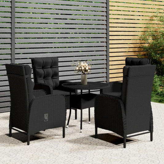 5Dílný Zahradní Bistro Set Polyratan Černý