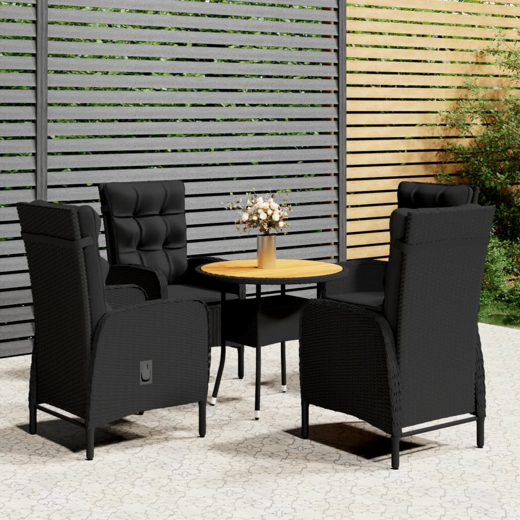 5Dílný Zahradní Bistro Set Polyratan Černý