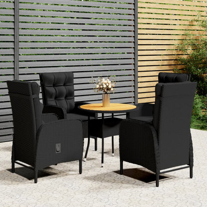 5Dílný Zahradní Bistro Set Polyratan Černý