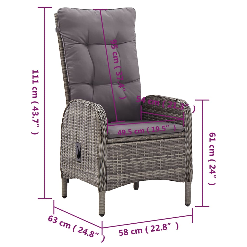 11Dílný Zahradní Jídelní Set Polyratan Šedý