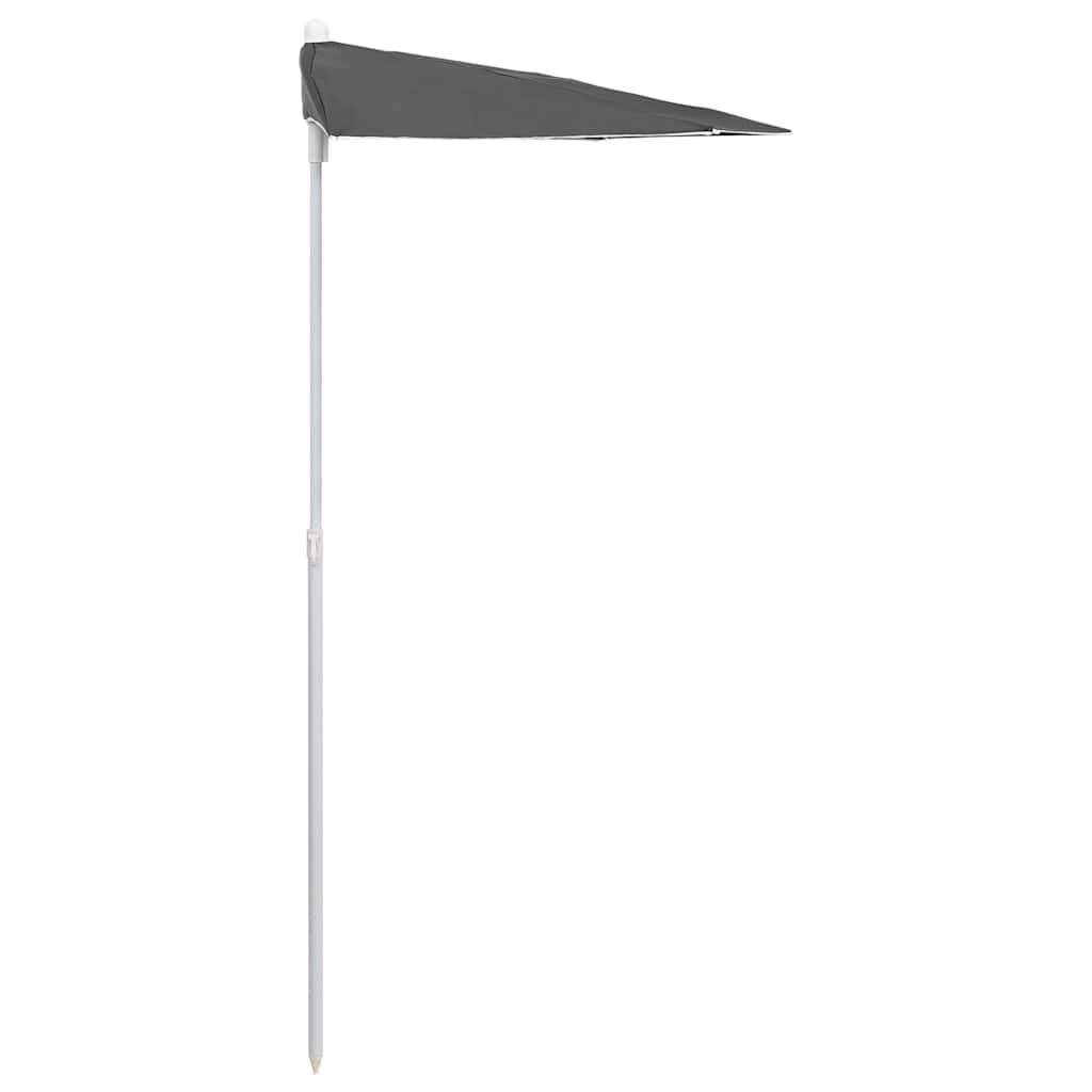 Zahradní Půlkruhový Slunečník S Tyčí 180 X 90 Cm Antracitový