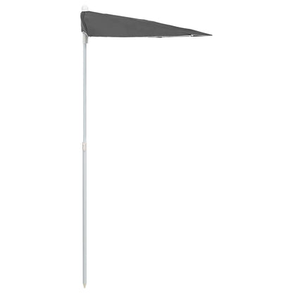 Zahradní Půlkruhový Slunečník S Tyčí 180 X 90 Cm Antracitový