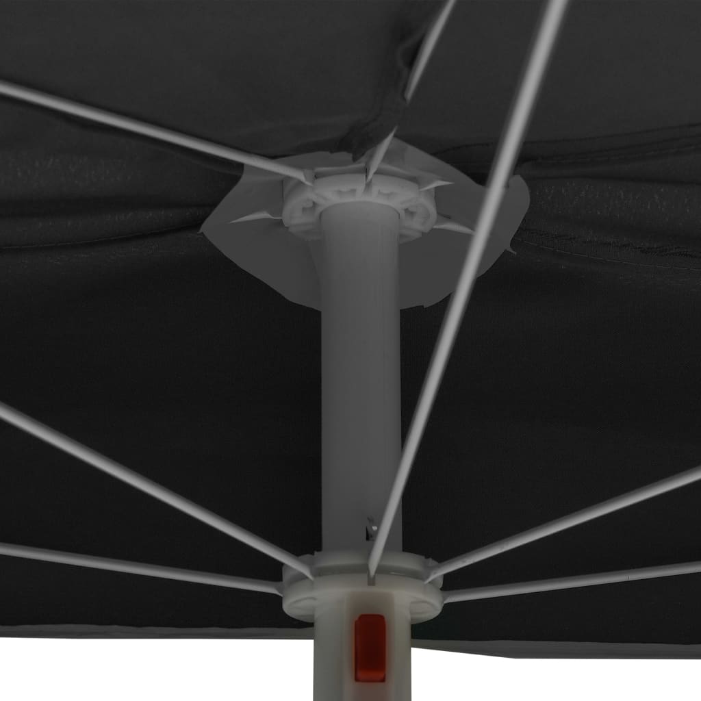 Zahradní Půlkruhový Slunečník S Tyčí 180 X 90 Cm Antracitový