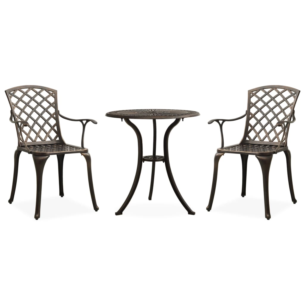 3Dílný Bistro Set Litý Hliník Bronzový