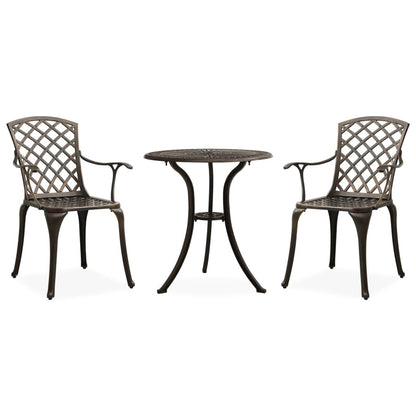 3Dílný Bistro Set Litý Hliník Bronzový