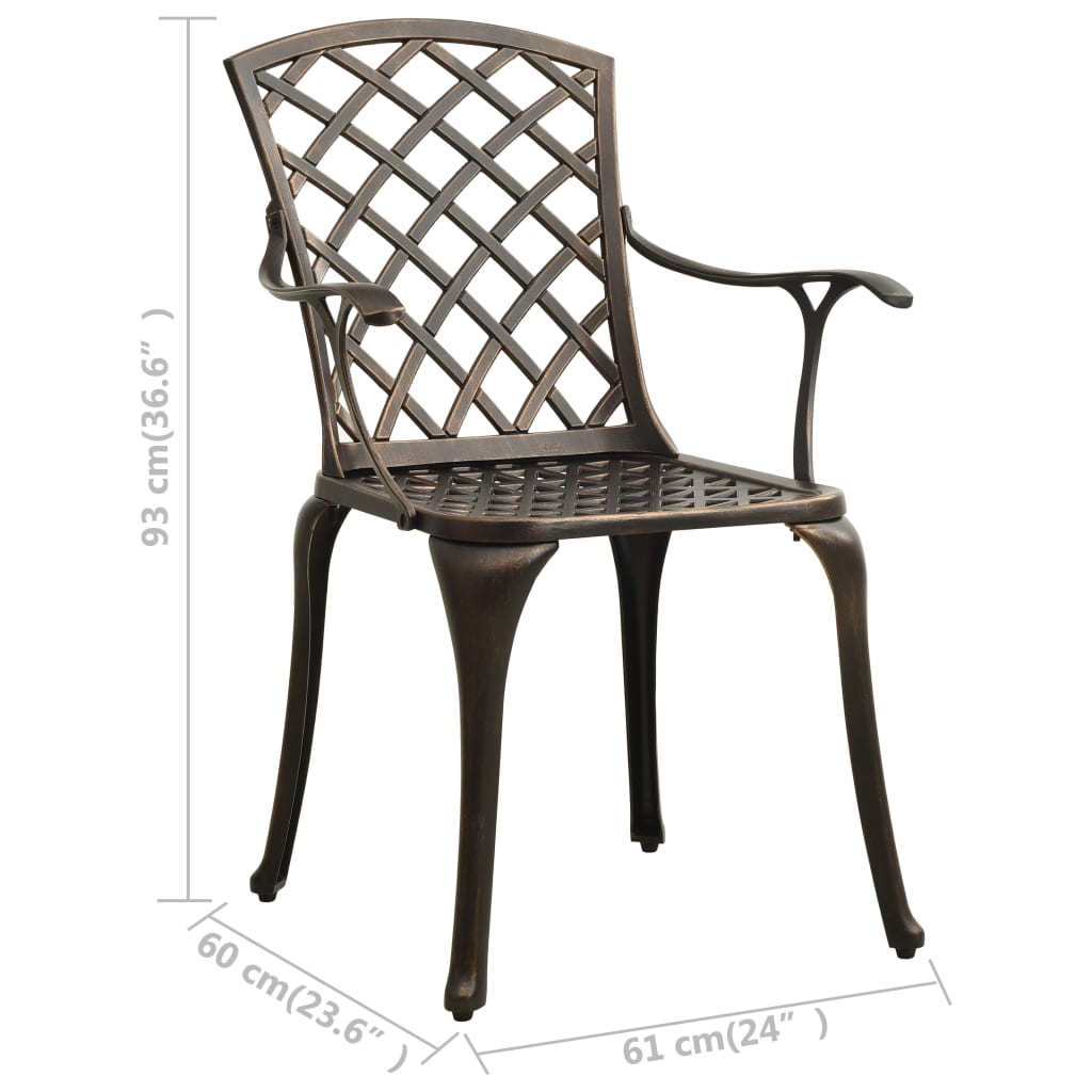 3Dílný Bistro Set Litý Hliník Bronzový