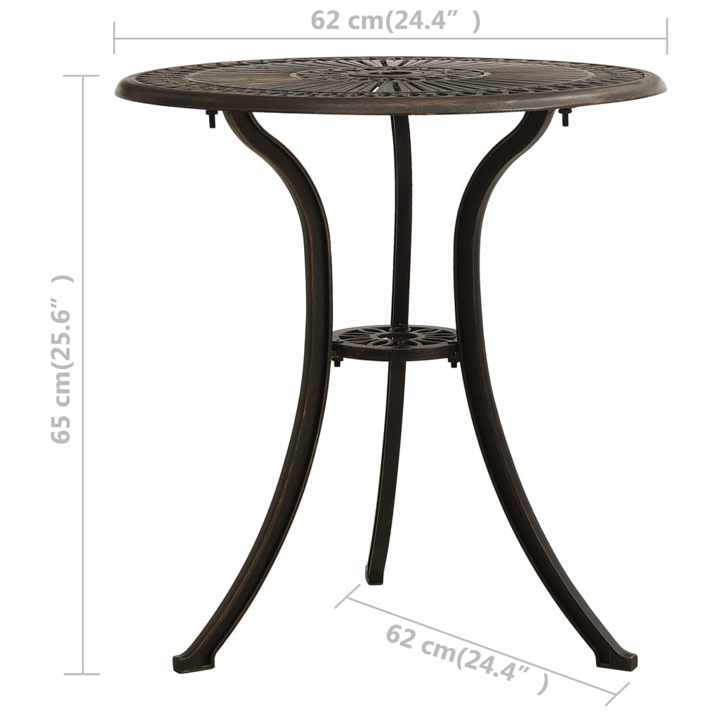 3Dílný Bistro Set Litý Hliník Bronzový