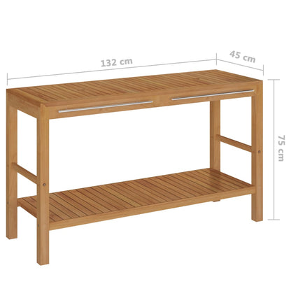 Koupelnová Skříňka Masivní Teak S Umyvadly Mramor Černá