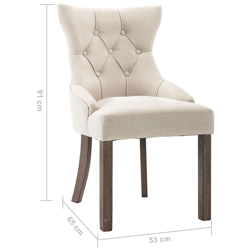 Jídelní Židle 4 Ks Béžové Textil