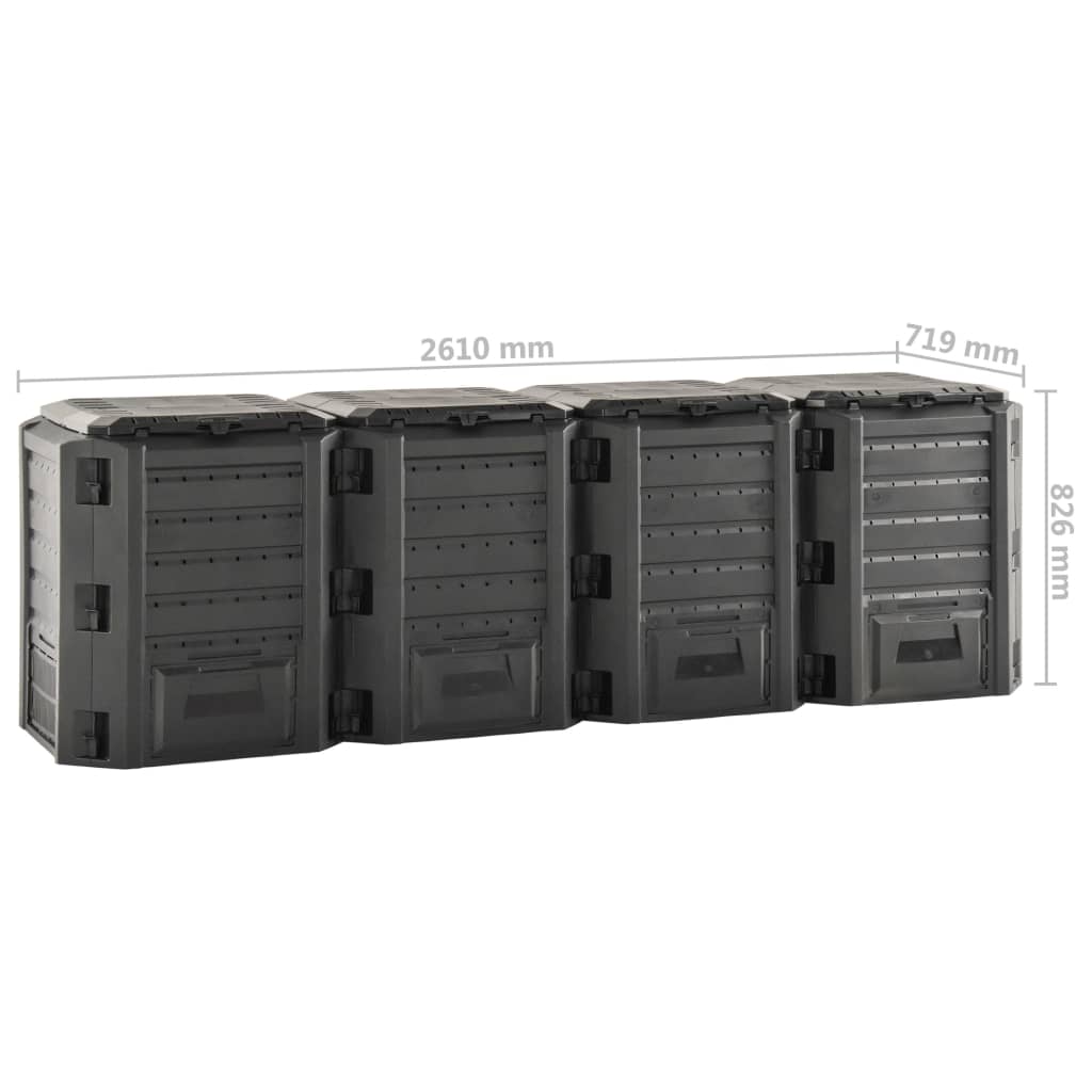 Zahradní Kompostér Černý 1 600 L