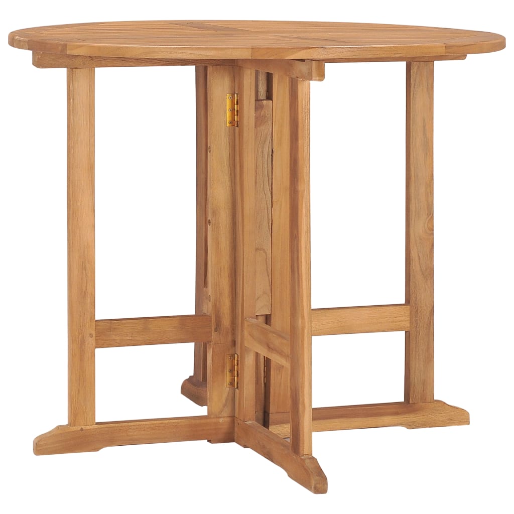 Skládací Zahradní Jídelní Stůl Ø 90 X 75 Cm Masivní Teak