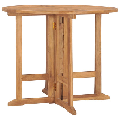 Skládací Zahradní Jídelní Stůl Ø 90 X 75 Cm Masivní Teak