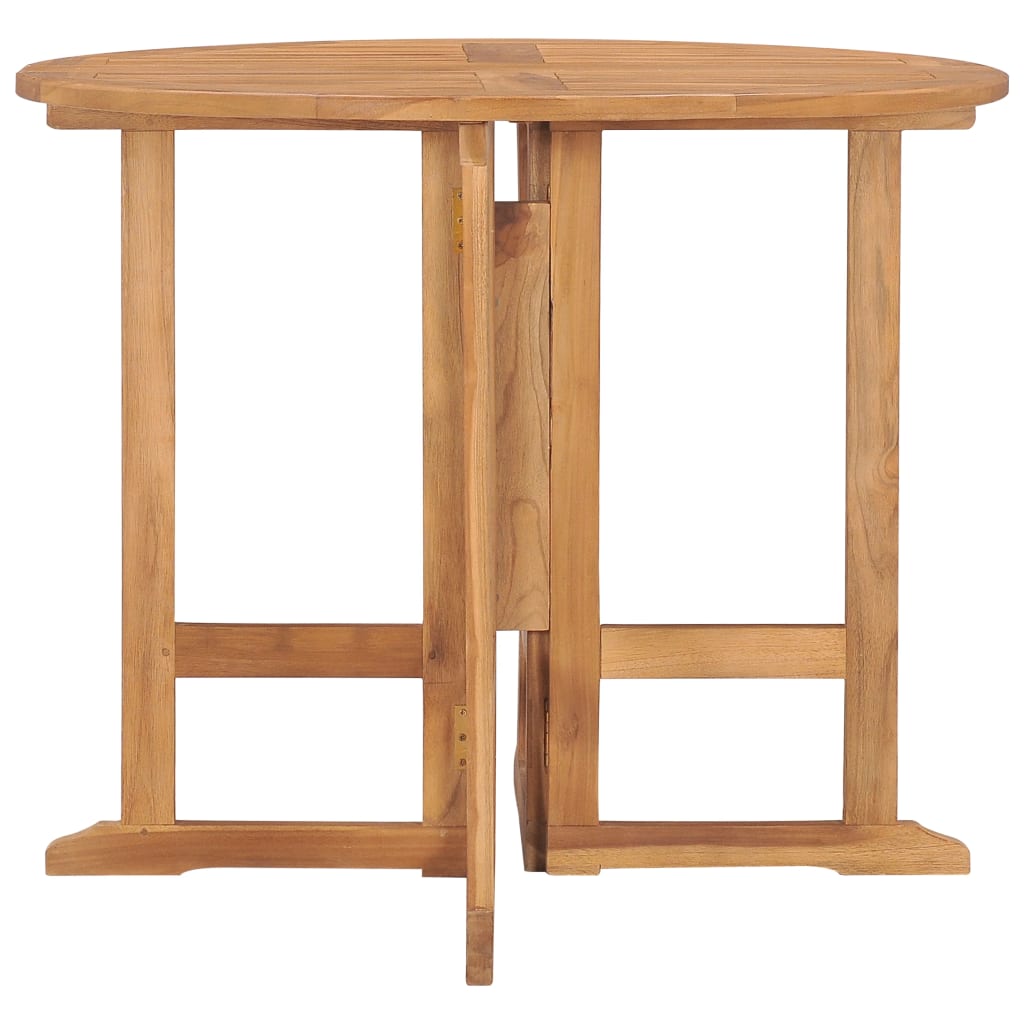 Skládací Zahradní Jídelní Stůl Ø 90 X 75 Cm Masivní Teak