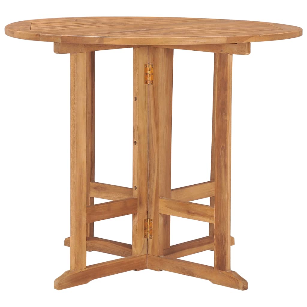 Skládací Zahradní Jídelní Stůl Ø 90 X 75 Cm Masivní Teak