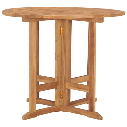 Skládací Zahradní Jídelní Stůl Ø 90 X 75 Cm Masivní Teak