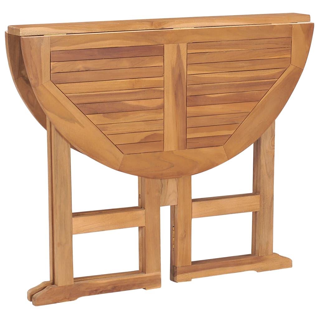 Skládací Zahradní Jídelní Stůl Ø 90 X 75 Cm Masivní Teak